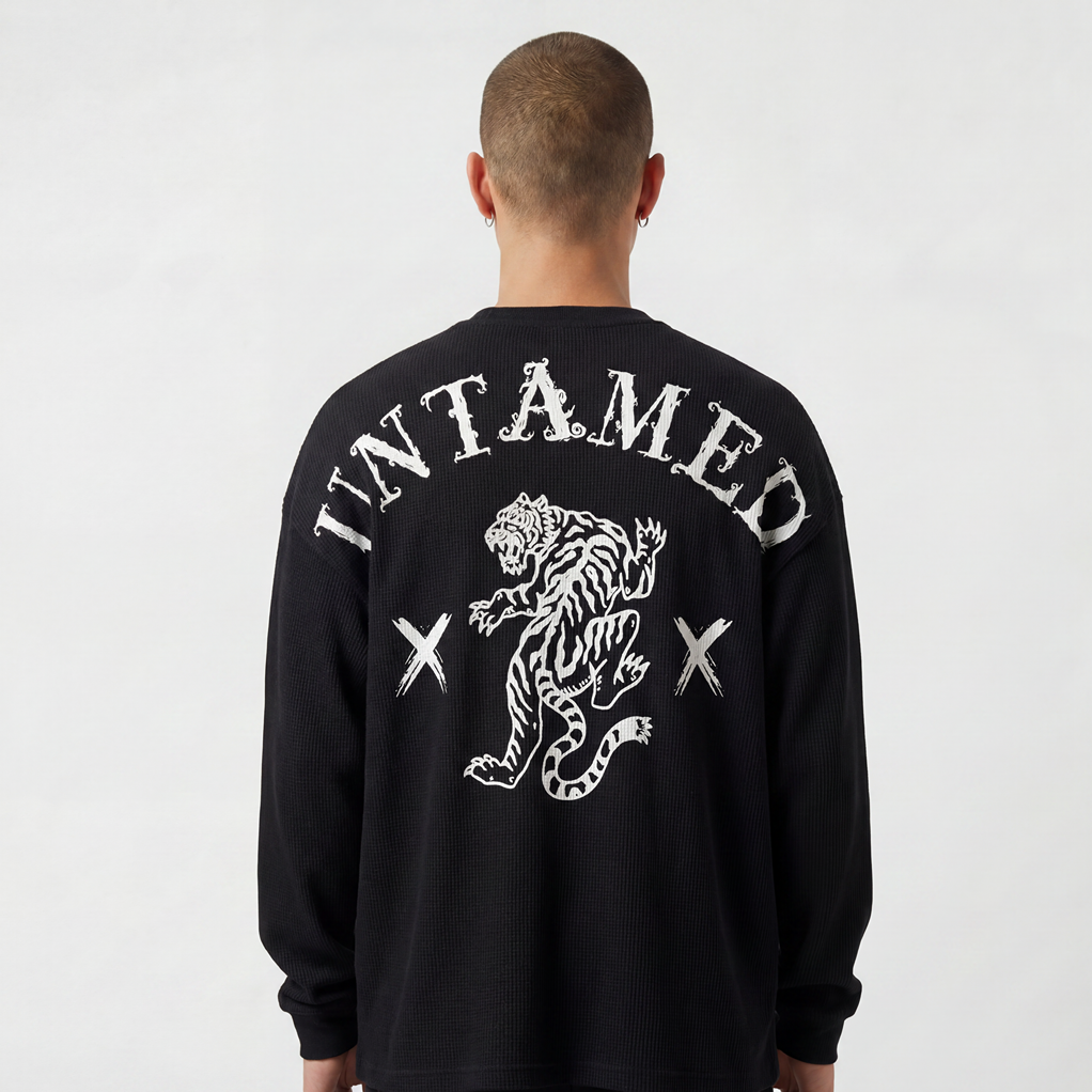 BLACK UNTAMED WAFFLE T-SHIRT