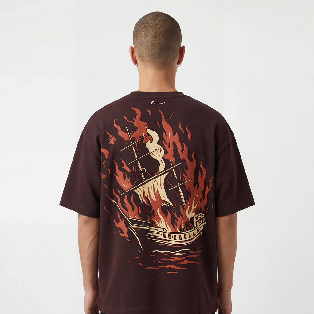 BROWN SCORCHED SEAS T-SHIRT