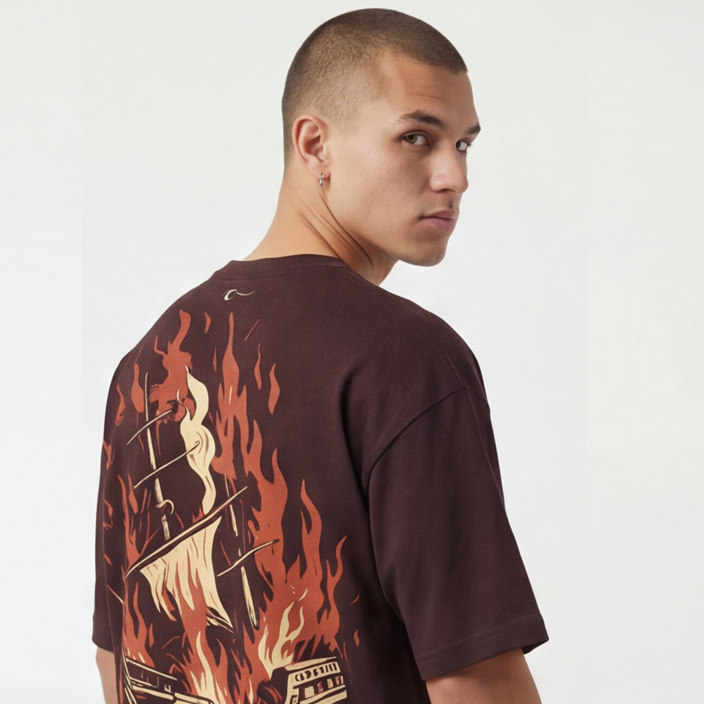 BROWN SCORCHED SEAS T-SHIRT