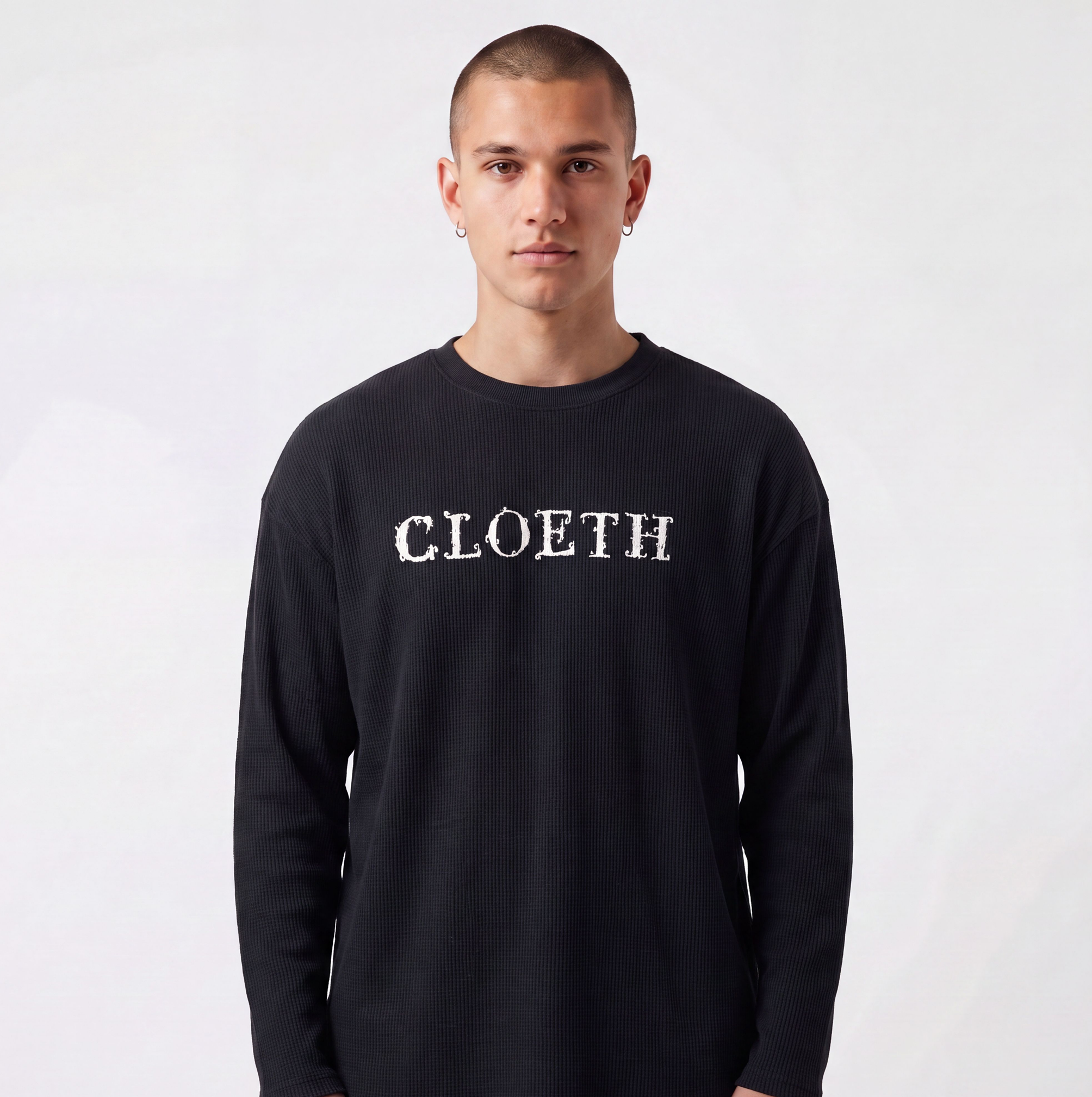 BLACK UNTAMED WAFFLE T-SHIRT